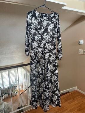Nasty Gal Black and White Floral Maxi Dress